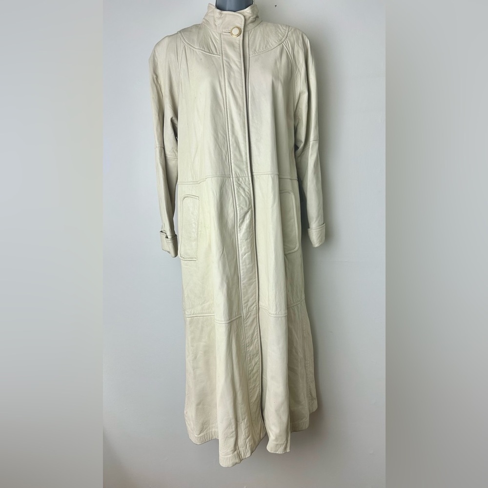 Vintage white leather coat